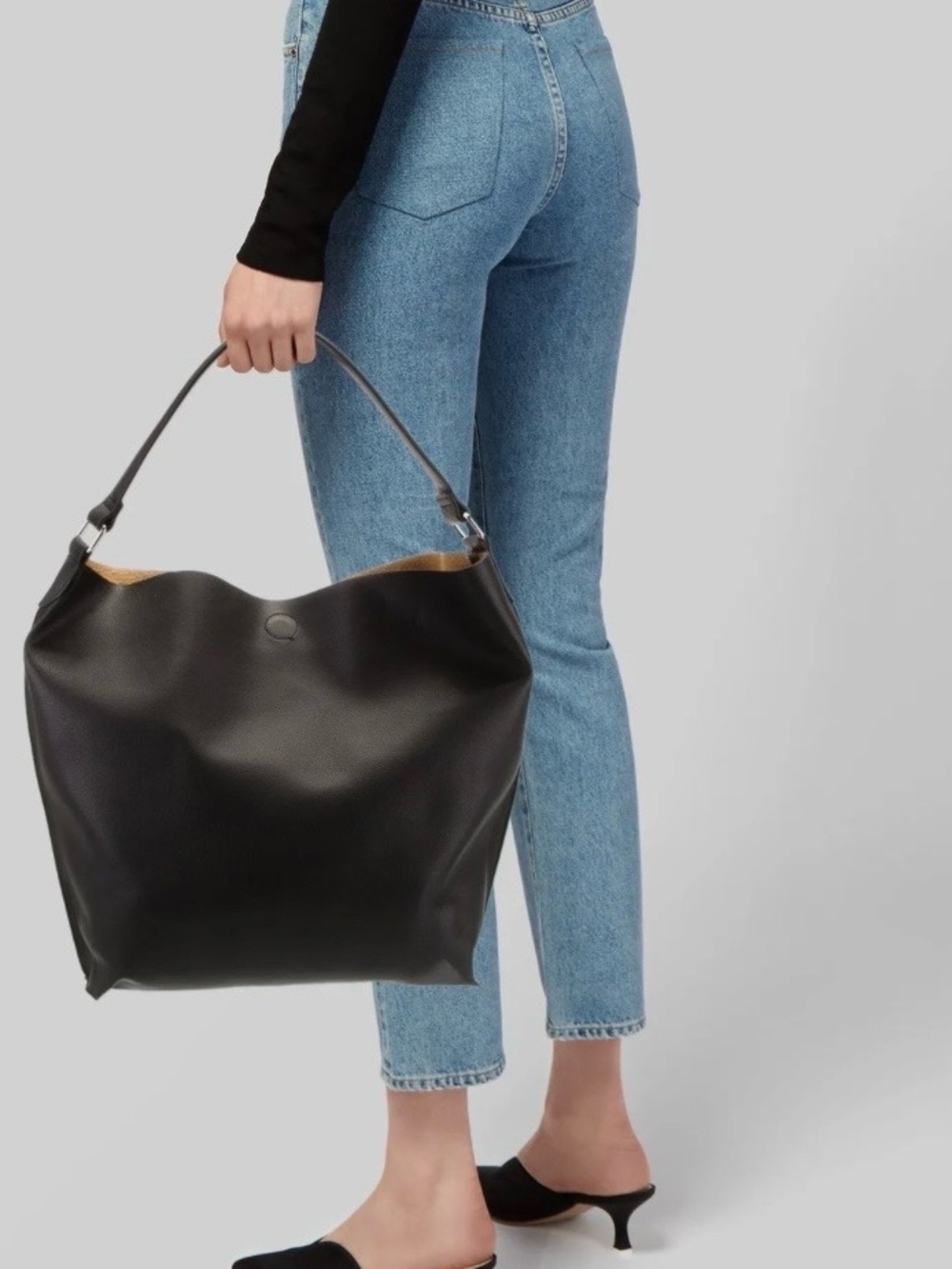 Barneys New York Black faux Leather Hobo Tote